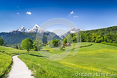 Idyllic summer landscape in the Alps Stock Photo