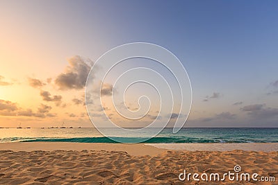 Idyllic sunset over atlantic ocean Stock Photo