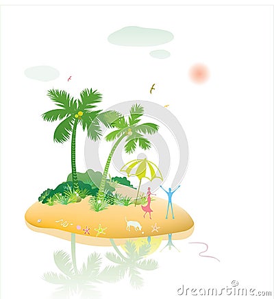 Idyllic tropical island Vector Illustration