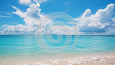 Idyllic turquoise waters edge, tranquil scene, clear sky, tropical climate generated by AI Stock Photo