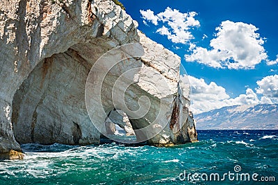 Idyllic view of famous blue caves on Zakynthos island Stock Photo