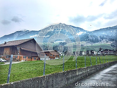 Idyllic village in Switzerland Stock Photo