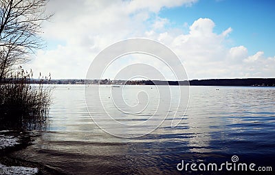 Winter view of Ammersee Bavarian lake near Munich Stock Photo