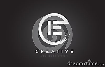 IE Circular Letter Logo with Circle Brush Design and Black Background. Vector Illustration