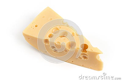 Iece of cheese isolated on white background Stock Photo