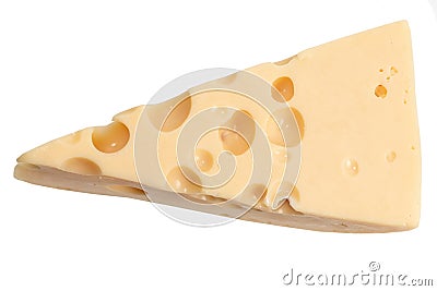 Iece of cheese isolated on white background Stock Photo