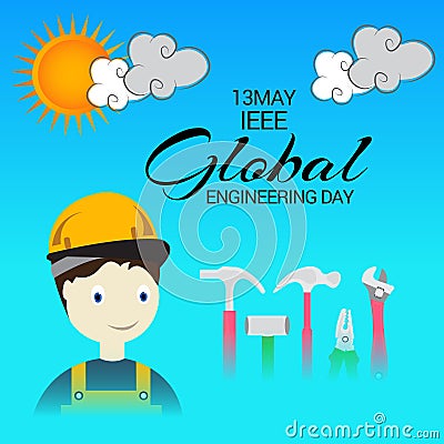 Ieee Global Engineering Day. Cartoon Illustration