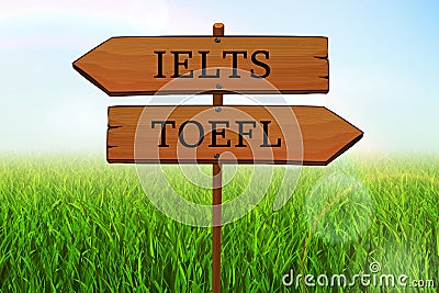IELTS VS TOEFL. Stock Photo