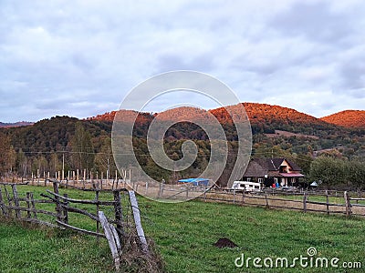 The Iezer-Papusa mountains seen from Candesti Albesti Stock Photo