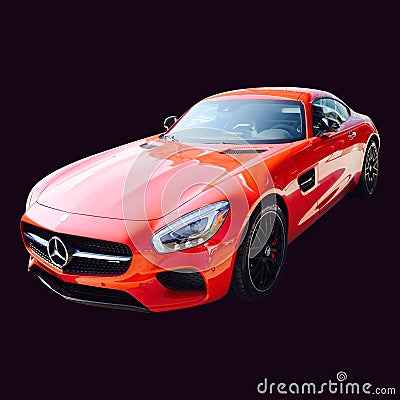 Mercedes AMG GT Red on Black Background Editorial Stock Photo