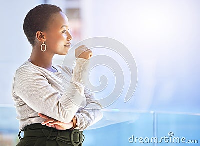 If you need to change anything, change your perspective. a beautiful young businesswoman at the office. Stock Photo