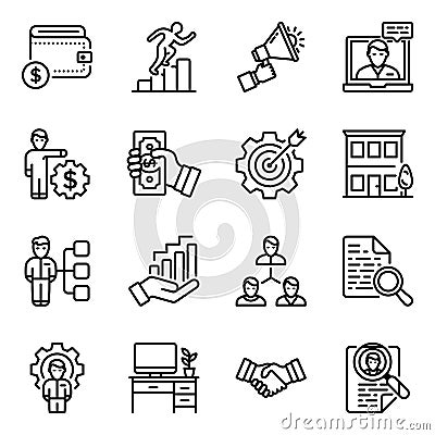 Online Business Line Icons Pack Vector Illustration