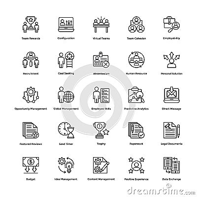 Project Management Line Vector Icons Set 4 Stock Photo