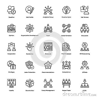 Project Management Line Vector Icons Set 2 Stock Photo