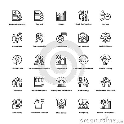 Project Management Line Vector Icons Set 12 Stock Photo