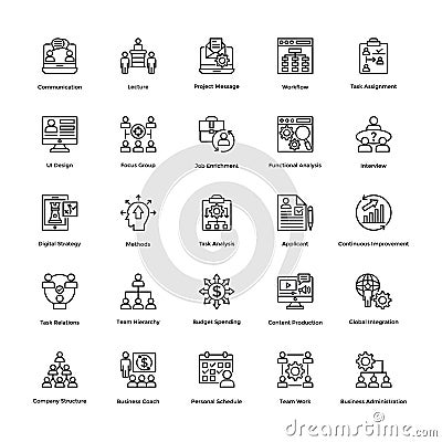 Project Management Line Vector Icons Set 1 Stock Photo