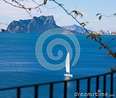 Ifach Penon view of calpe in Alicante Stock Photo