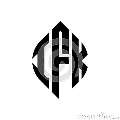 IFK circle letter logo design with circle and ellipse shape. IFK ellipse letters with typographic style. The three initials form a Vector Illustration