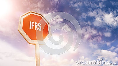 IFRS on red traffic road stop sign Stock Photo