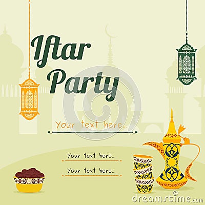 Iftar Party Vector Background for Invitation Vector Illustration