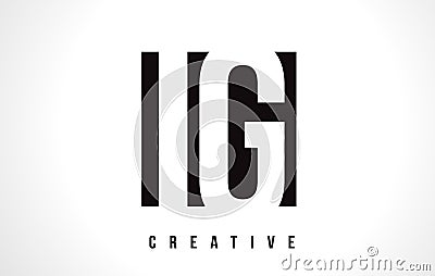 IG I Q White Letter Logo Design with Black Square. Vector Illustration