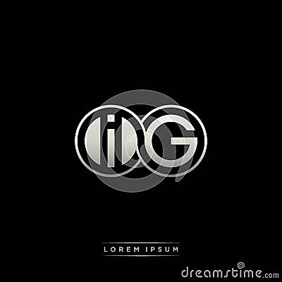 IG initial letter linked circle capital monogram logo modern template silver color version Vector Illustration