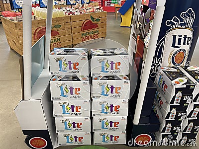 IGA Grocery store Miller Lite beer colorful 12 pack golf themed Editorial Stock Photo