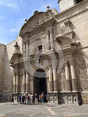 Iglesia de San Augustin, Arequipa, Peru Editorial Stock Photo