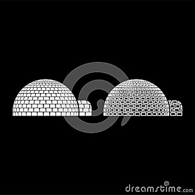 Igloo dwelling with icy cubes blocks Place when live inuits and eskimos Arctic home Dome shape icon outline set white color Vector Illustration