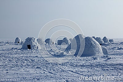 Igloo. Eskimos village. Stock Photo