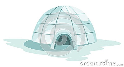 Igloo icon. Cartoon vector icehouse. Winter construction from ice blocks. Eskimo peoples house isolated on white Vector Illustration