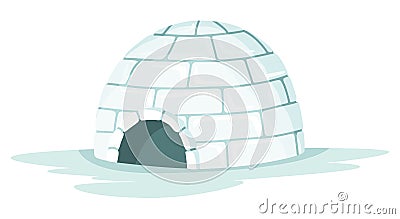 Igloo icon. Cartoon vector icehouse. Winter construction from ice blocks. Eskimo peoples house isolated on white Vector Illustration