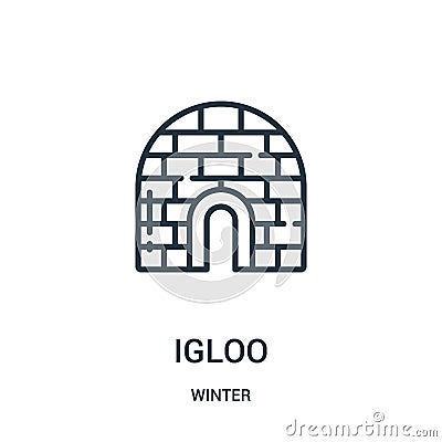 igloo icon vector from winter collection. Thin line igloo outline icon vector illustration. Linear symbol for use on web and Vector Illustration