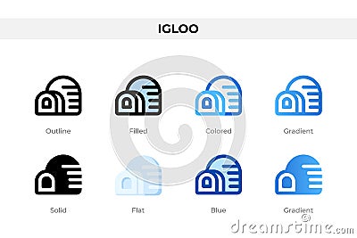 Igloo icons in different style. Igloo icons set. Holiday symbol. Different style icons set. Vector illustration Vector Illustration