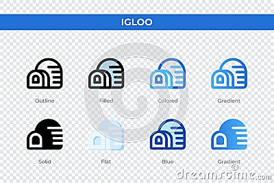 Igloo icons in different style. Igloo icons set. Holiday symbol. Different style icons set. Vector illustration Vector Illustration