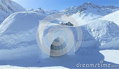 Igloo in Tignes resort, French Alps Stock Photo