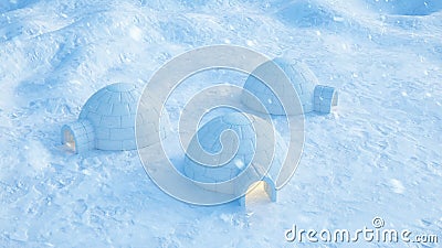 Iglooanseende mot de vinterlandskapet och snödrivorna Storm för stark vind och snö, animering 3d royaltyfri illustrationer Iglooanseende mot de vinterlandskapet och snödrivorna Storm för stark vind och snö, animering 3d royaltyfri illustrationer