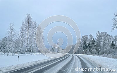 Ignalinos nuclear plant in Lithuanian winter Stock Photo