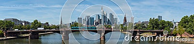 Ignas Bubis bridge with skyline, Frankfurt, Germany Editorial Stock Photo