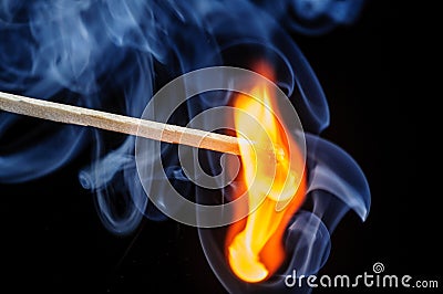 Ignited match and blown off match Stock Photo