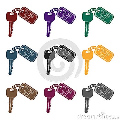 The ignition key for a yellow taxi. Taxi station single icon in black style vector symbol stock illustration. Vector Illustration