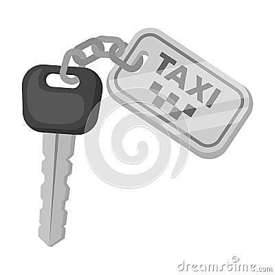 The ignition key for a yellow taxi. Taxi station single icon in monochrome style vector symbol stock illustration. Vector Illustration
