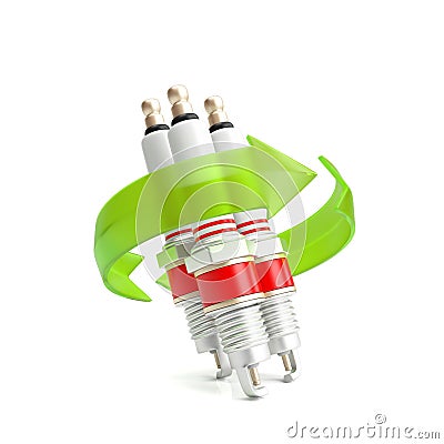 Ignition System Parts on a white background Cartoon Illustration