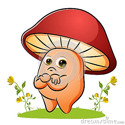 The ignorant mushroom is standing in the garden Vector Illustration