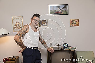 Igor Recek Croatian rockabilly fan Editorial Stock Photo