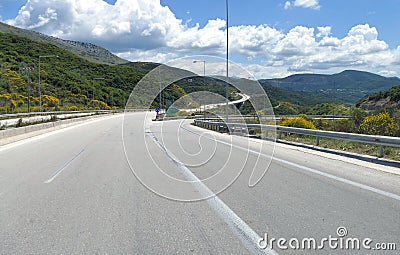 Igoumenitsa, Greece, May 24 2019 On the highway that crosses the continental Greece Stock Photo