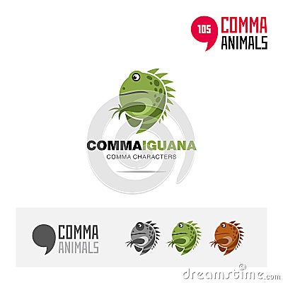 Iguana animal concept icon set and modern brand identity logo template and app symbol based on comma sign Vector Illustration