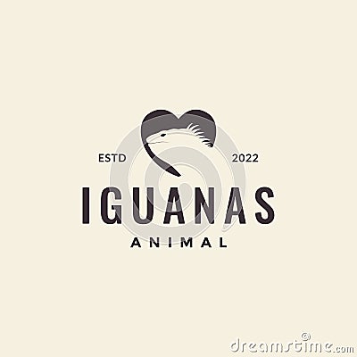 Iguana love logo design hipster Vector Illustration