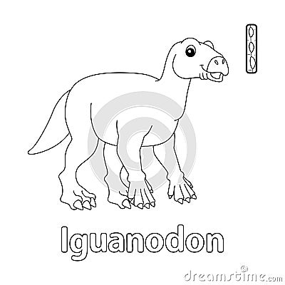Iguanodon Alphabet Dinosaur ABC Coloring Page I Vector Illustration