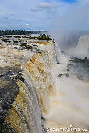 Iguassu falls with blue sky Stock Photo